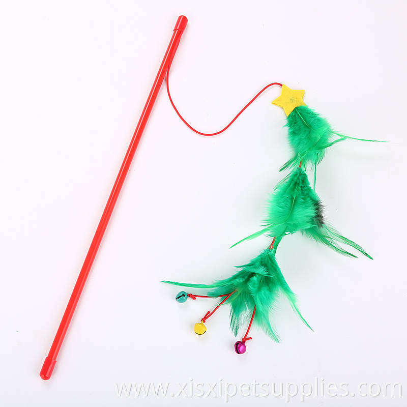 2018 christmas style cat toy Christmas Cat Teaser Charmer Wand Cat